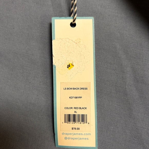 Draper James Red and Black Plaid Long Sleeve Dress with bow detail XL NWT - Picture 6 of 6